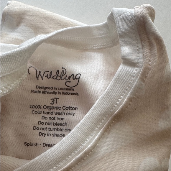 WILDLING NWT 3T girls PJ Set Beige Cloud Tank with White Trim & Matching Pants - Picture 3 of 7